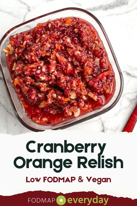 This is a spiced Raw Low FODMAP Cranberry Orange Relish made with fresh cranberries, orange zest and pulp, pineapple and honey and spiced with cinnamon, ginger, cardamom and cloves. It makes a great compliment to cooked cranberry sauces (why not have two?) and we love it with poultry and pork, especially. Cranberry Orange Pineapple Relish, Raw Cranberry Orange Relish, Raw Cranberry Relish, Fodmap Sauces, Cranberry Orange Relish, Autumn Desserts, Cranberry Orange Sauce, Fresh Cranberry, Cranberry Relish