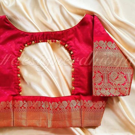 Border Blouse Designs Latest, Border Blouse Designs, Blouse Designs Back, Designer Blouse Ideas, Tassels Fashion Clothing, Patch Work Blouse Designs, Blouse Designs Catalogue, Blouse Ideas, Pattu Saree Blouse Designs