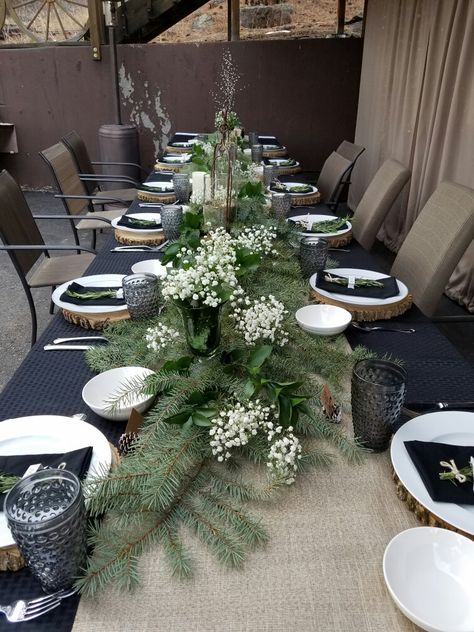 Pine Leaves Wedding Decor, Pine Needle Wedding Decor, Pine Branch Centerpiece, Evergreen Wedding Centerpiece, Pinecone Centerpiece Wedding, Evergreen Wedding Decorations, Winter Wedding Arbor, Pine Centerpiece, Eagle Ceremony