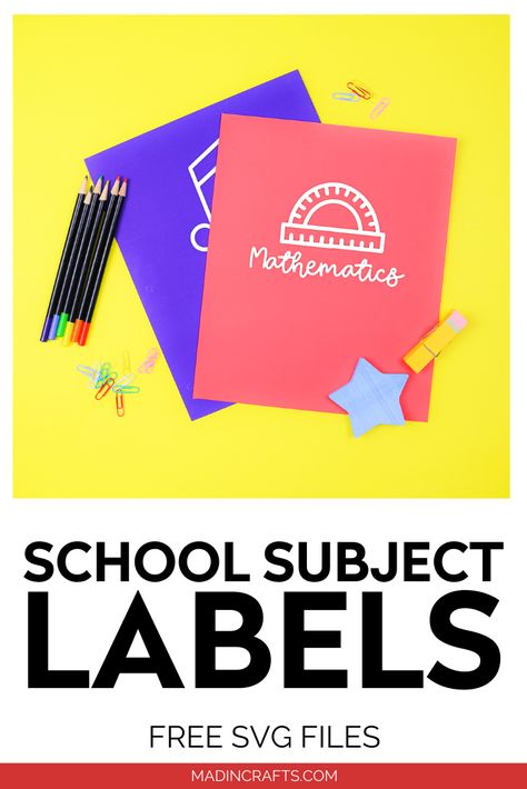 Whether you are a teacher by trade and have an in-person classroom or you are a parent navigating education at home, you know how important it is to stay organized. I created these school subject labels SVGs to help! School Subject Labels, Organization School, Subject Labels, School Folders, Weekly Menu Planners, Folder Labels, Make School, Printable Checklist, Free Labels