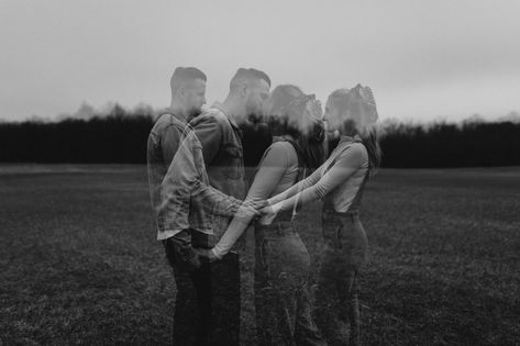 Couples Double Exposure, Long Exposure Couple Photography, Surreal Couple Photography, Double Exposure Prewedding, Creative Photography Couples, Multiple Exposure Photography Ideas, Double Exposure Engagement Photos, Couple Double Exposure Photography, Double Exposure Couple Photography