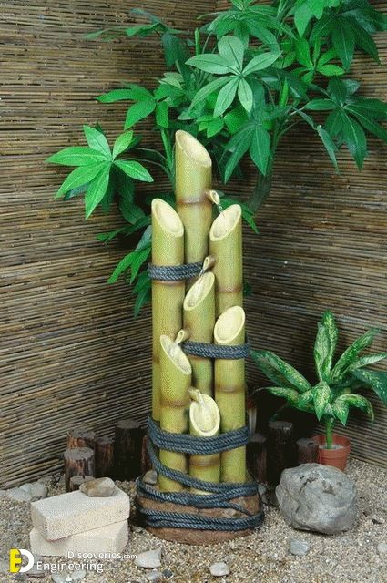 30 The Most Creative Planters Made Out Of Bamboo - Engineering Discoveries Bamboo Decor Ideas, Diy Bamboo Projects, Bamboo Projects, Creative Planters, Bamboo Water Fountain, Best Office Plants, Bamboo Fountain, Diy Bamboo, Bamboo Diy