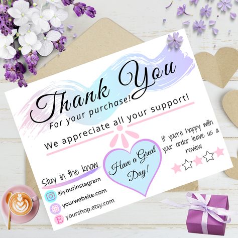 Thank You Card For Business, Thank You Business Cards Ideas, Business Thank You Cards Design Ideas, Thank You Business Cards, Bangla Calligraphy, Business Thank You Notes, Diy Packaging, Etsy Packaging, Pretty Henna