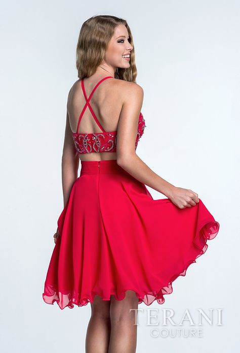 This is a home coming dress. It is a two piece dress in a nice red colour. 2024 Dresses, Dresses Fancy, A Line Cocktail Dress, Terani Couture, Dress Closet, Couture Candy, Tulle Gown, Cocktail Evening Dresses, A Line Gown