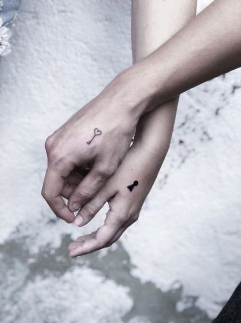 15 Couples Tattoos To Consider That Aren't Each Other's Names - Society19 Tattoos Parejas, Key And Keyhole, Keyhole Tattoo, Key Tattoo Designs, Couple Tattoos Love, Tiny Tats, Small Couple Tattoos, Cute Couple Tattoos, Tattoos Infinity