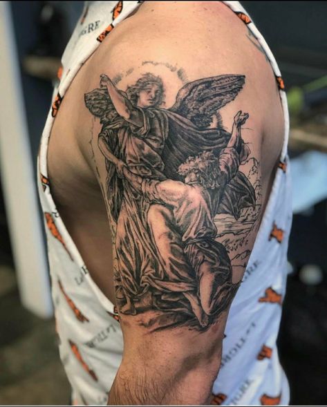 Bombshell Tattoo, Jacob Tattoo, Angel Of God, Only Angel, God Tattoo, Trending Tattoos, Tattoo Shading, God Tattoos, About Tattoo