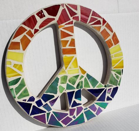 Rainbow Peace Sign Wall Art Mosaic Boho Hippie Wreath Decor Stained Glass Art 60's Retro Decor Hippie Wreath, Peace Sign Wall Art, Rainbow Peace Sign, Rainbow Mosaic, Rainbow Peace, Theme Pictures, Art Mosaic, Board Pin, 60s Retro