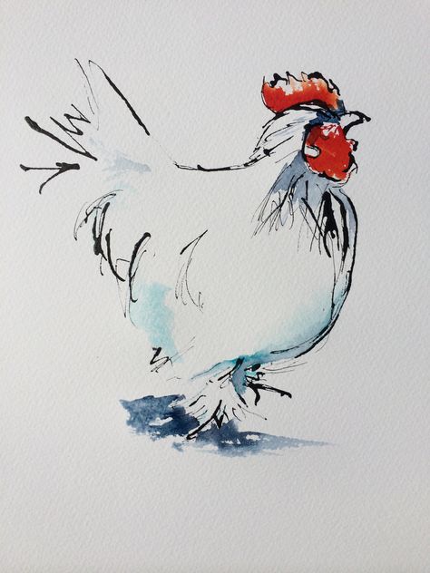 Rooster Painting, Chicken Painting, Rooster Art, Small Canvas Paintings, Art Tools Drawing, Watercolor Paintings Easy, Chicken Art, Painting Workshop, Watercolor Painting Techniques