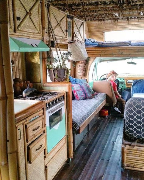 Dreamy Rattan Motor Home Conversion Bus Living, Kombi Home, Bus House, Camping Camper, Van Life Diy, Camper Van Conversion Diy, Camper Makeover, Camper Living, Van Home