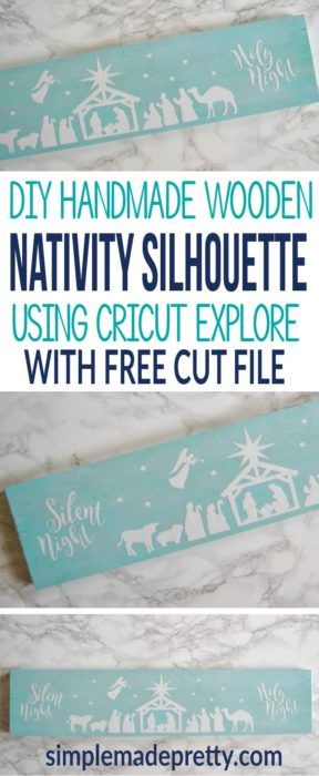 Rustic Christmas Decor Diy, Nativity Silhouette, Diy Nativity, Rustic Christmas Decor, Using Cricut, Christmas Mantle Decor, Free Cricut, Silhouette Template, Christmas Mantle