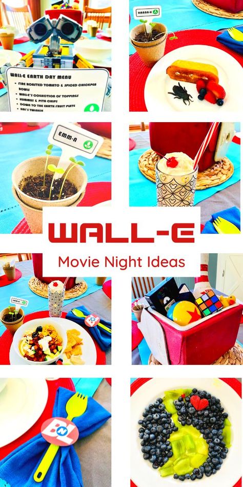 Wall E Themed Food, Wall E Movie Night Food, Wall E Movie Night, Wall E Dinner And A Movie, Elemental Movie Theme Dinner, Walle Disney Dinner, Wall E Themed Dinner, Wall-e Party Ideas, Walle Birthday Party