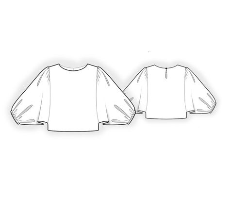 Short Blouse With Bat Sleeve Sleeve Technical Drawing, Batwing Blouse Pattern, Top Flat Sketch, Short Blouse, Batwing Sleeve Top, Batwing Blouse, Flat Sketches, Short Blouses, Bat Sleeve