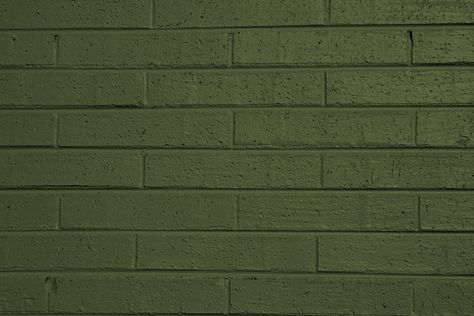 Olive Green Painted Brick Wall Texture Green Painted Brick, Wallpaper Wall Texture, Painted Brick Houses, Green Brick Wall, Painted Brick Wall, Olive Green Wallpaper, Tufted Chairs, Olive Green Paints, Green Bedroom Walls