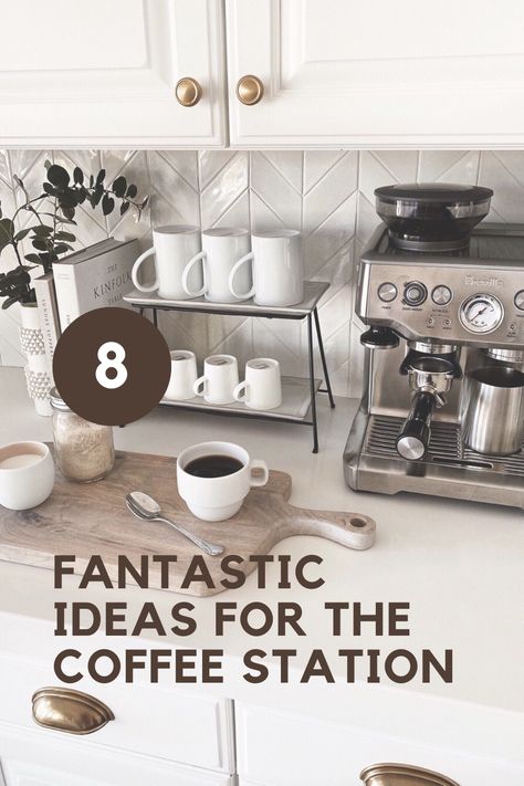 Coffee Station Inspirational Expresso Coffee Station, Breville Coffee Station Ideas, Breville Coffee Bar, Espresso Station Ideas, Espresso Bar Setup, Breville Espresso Machine Station, Breville Coffee Station, Coffee And Tea Station Countertop, Coffee Machine Station