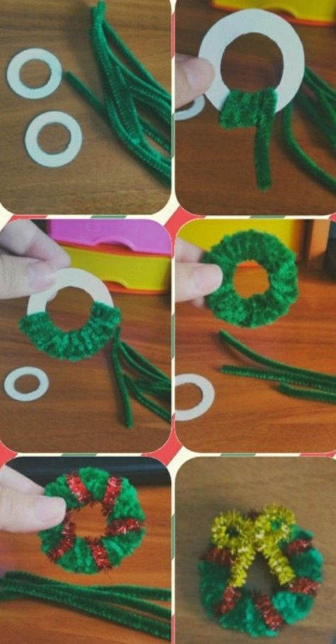 Pipe Cleaner Crafts Christmas, Christmas Crafts With Pipe Cleaners, Pipe Cleaner Crafts For Kids Christmas, Pipecleaner Christmas Crafts For Kids, Christmas Pipe Cleaner Crafts, Pipe Cleaner Christmas Crafts, Pipe Cleaner Wreath, Pipe Cleaner Christmas Ornaments, Christmas Garland Decorating Ideas