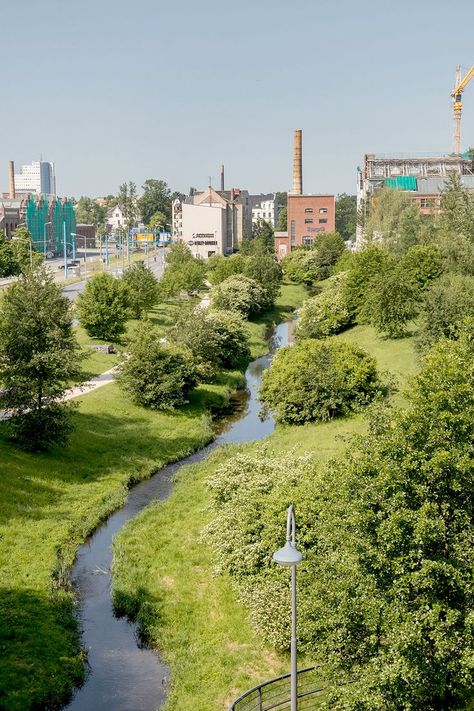 Stream Landscape Design, River Park Landscape Design, Canal Landscape Design, Industrial Landscape Architecture, Post Industrial Landscape, Stream Landscape, Industry Architecture, Stream Design, Landscape Street