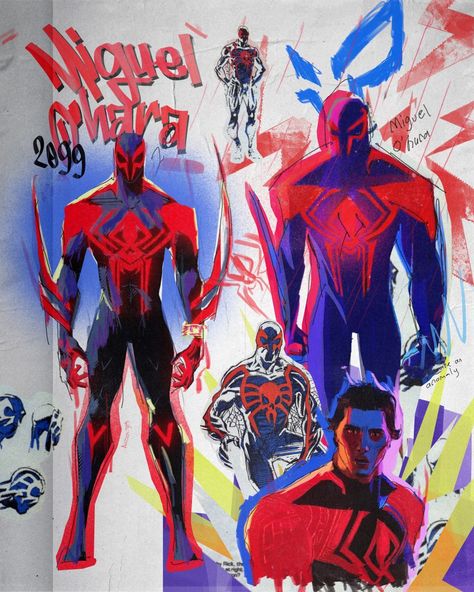 Spiderverse Comic Cover, Spiderman 2099 Poster, Spiderverse Album Cover, Spiderverse Sketchbook Page, Spiderman Into The Spiderverse Art, Spiderman Sketchbook, Spiderman Cover, Spiderman 2099, Spiderman Spiderverse