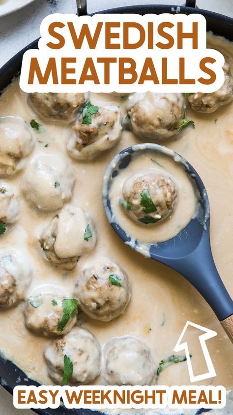 Greek Yogurt Meatball Sauce, Ikea Meatball Sauce, Swedish Meatball Gravy, Healthy Swedish Meatballs, Quick Ground Turkey Recipes, Ground Turkey Stroganoff, Turkey Swedish Meatballs, Swedish Meatball Sauce, Easy Swedish Meatball Recipe