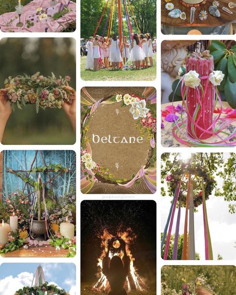 beltane moodboard 💐 click 'visit' for more ideas ✨ #beltane #beltaine #firefestival #witch #pagan #wiccan #wheeloftheyear #babywitch #inspo #aesthetic Beltane Crafts, Beltane Traditions, Witch Sabbats, Beltane Art, Beltane Aesthetic, Inspiration Moodboard, Fire Festival, W.i.t.c.h Aesthetic, Mayday Parade