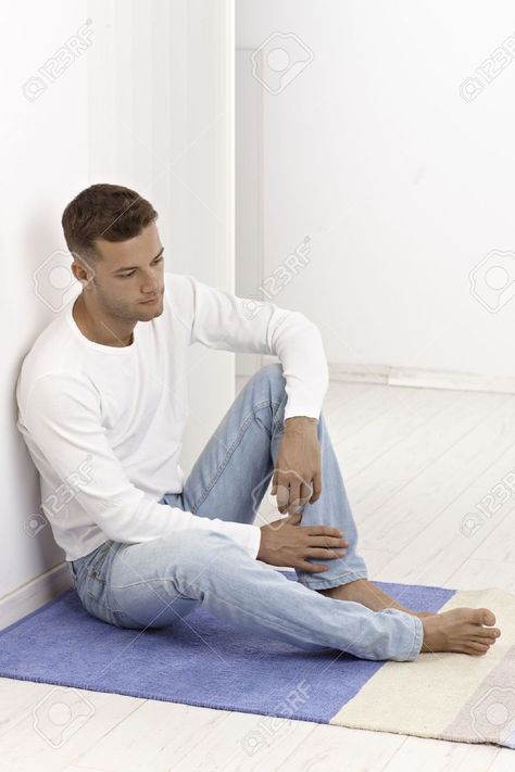 guy on floor Male Pose Reference Sitting On Floor, Drawing Reference Poses Sitting On Floor, Sitting Hands On Knees Pose, Siting On Floor Pose Reference, Siting Pose References Floor, Person Sitting Against Wall, Man Sitting Reference, Pose Reference Photo Sitting, Poses Sitting On Floor