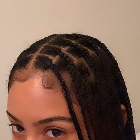 @curly.strands on Instagram: “ClientCam 💚 Extra flat knotless goddess braids never looked better 🌿” No Weave Box Braids, Long Flat Twist Hairstyles, Edge Protecting Styles, Braids With Own Hair, Plats Braids For Woman, Flat Box Braids, Braid Back Hairstyles, Hair Parting For Braids, Flat Knotless Braids