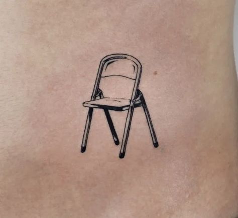 Folding Chair Tattoo, Chair Tattoo Simple, Amazon Tattoo, Silly Tattoos, Chair Tattoo, Tattoo Chair, Cd Design, Explore Tattoo, Lino Art