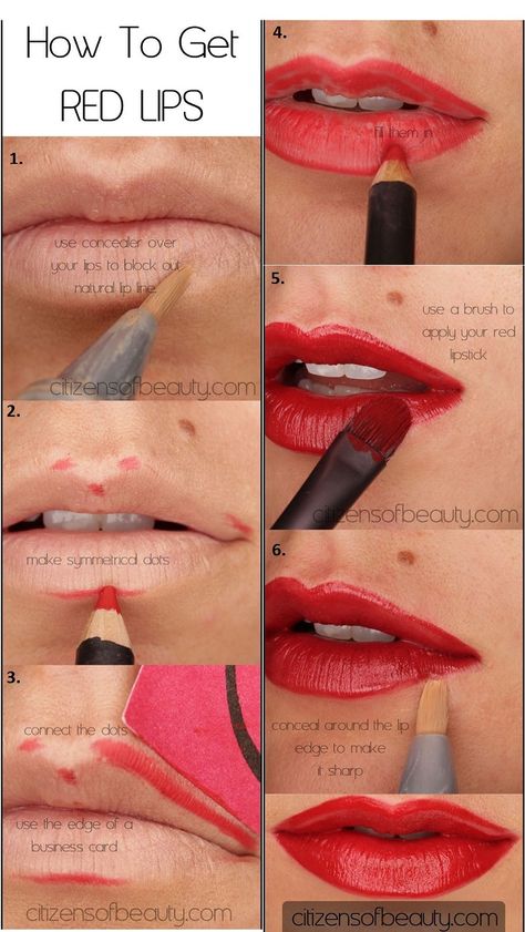 Perfect Red Lips Tutorial, Red Lips Tutorial, Lips Tutorial, Red Lips Makeup Look, Perfect Red Lips, Lip Tutorial, Wear Red Lipstick, Lip Makeup Tutorial, Natural Beauty Tips