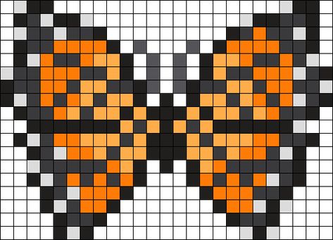 Monarch Butterfly Perler Bead Pattern | Bead Sprites | Animals Fuse Bead Patterns Monarch Butterfly Perler Bead Pattern, Butterfly Perler Bead Pattern, Butterflies Earrings, Beaded Butterflies, Kandi Cuffs, Easy Perler Beads Ideas, Pony Bead Patterns, Perler Bead Templates, Diy Perler Bead Crafts