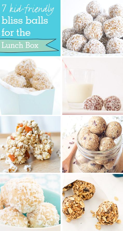 7 lunch box bliss balls the kids will love. Kid-friendly, nut-free bliss ball recipes perfect for school lunches and snack time | Mum's Grapevine Nut Free Bliss Balls, Lunchbox Snacks, Lunchbox Recipes, Snack Balls, Healthy School Snacks, Lunch Box Bento, Ball Recipes, Kids Lunches, Foods And Drinks