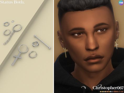 The Sims Resource - Status Earrings Male - Both Men's Piercings, Sims 4 Piercings, Mod Earrings, Kids Earrings, Sims 4 Cc Finds, Ts4 Cc, The Sims4, Sims 4 Cc, Men Earrings