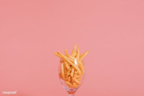 French fries in a wine glass | premium image by rawpixel.com / Felix Pink Drinks, Food Trays, Chicken Nuggets, Food Illustrations, French Fries, Junk Food, Fried Chicken, Food Photography, Wine Glass