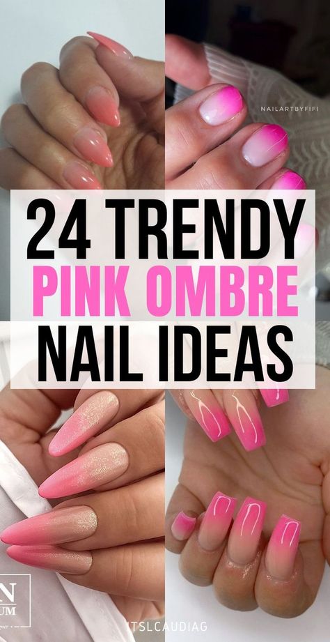 Short Pink Ombre Nails, Pink Ombre Nail Art, Ambre Nails, Ombre Nail Colors, Ombre French Nails, Ombre Nail Art, Ombre Gel Nails, Faded Nails, Purple Ombre Nails