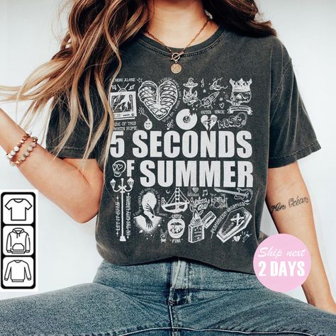 Limited 5 Seconds Of Summer Doodle Art Shirt, Merch Vintage 5SOS5 Album Lyric Sweatshirt Hoodie, 5SOS Tattoos Tour 2023 V4 ⚠️ PLEASE NOTE: DUE TO THE PRODUCT IS COLOR DTG PRINTING, THE FONT COLORS OR DESIGN COLORS ON THE T-SHIRT MAY BE AFFECTED. SO SOMETIMES THERE WILL BE CASES WHERE THE COLOR IS NOT 100% SAME AS THE ADVERTISEMENT PHOTO. HOPE YOU SYMPATHIZE. -------------------------------------------------------------- 🔸 ABOUT OUR PRODUCTs:  Comfort Colors® 1717 ★ Unisex Tee. Classic fit 100% Paramore Merch, Lyric Sweatshirt, Fall Out Boy Lyrics, Merch Tee, Graphic Tattoo, Tenacious D, Disney Halloween Shirts, Art Shirt, Summer Music