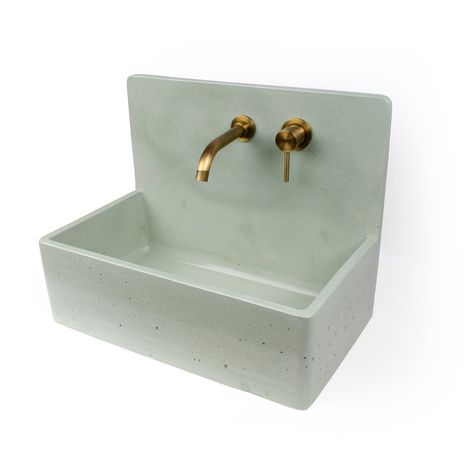 Concretti Designs Handmade San Francisco Concrete Vessel Sink/Washbasin, Faucet Included. - Bed Bath & Beyond - 32534773 Wall Mounted Console, Concrete Vessel Sink, Small Mudroom Ideas, Wall Mount Sink, Console Sink, Wall Mounted Sink, Concrete Sink, Pantry Design, Faucet Handles