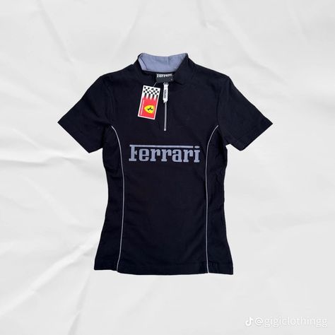 Ferrari Shirt Outfit, Ferrari Top Outfit, F1 Clothes, Ferrari Clothes, Ferrari Shirt Aesthetic, Ferrari Clothing, Ferrari Shirt Women, Ferrari Top, Ferrari Jacket Girl