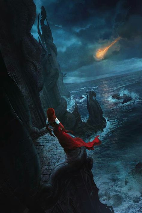 Melisandre at Dragonstone by Marc Simonetti Melissandre Game Of Thrones, Marc Simonetti, Graphic Novel Cover, A Clash Of Kings, Game Of Thrones Books, Game Of Thrones Artwork, A Dance With Dragons, Asoiaf Art, Gra O Tron