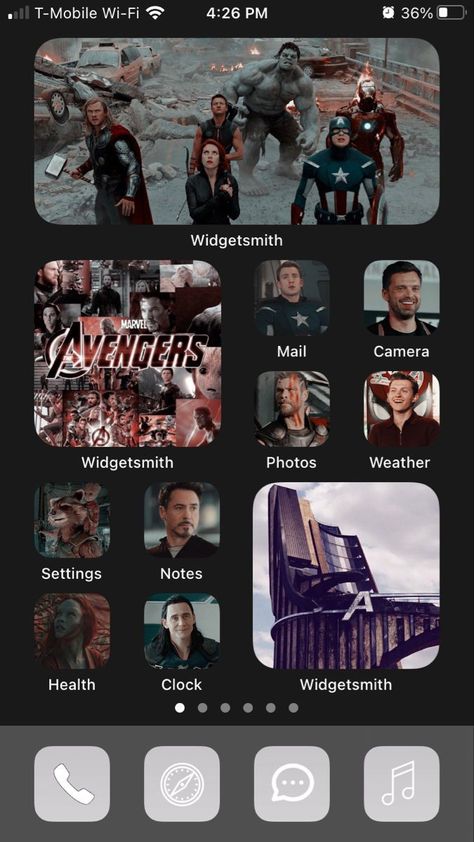 Marvel Home Screen, Marvel App, Marvel Iphone Wallpaper, Widgetsmith Ideas, Iphone Themes, Widget Ideas, Ios Ideas, Iphone Home Screen Layout, Themes App