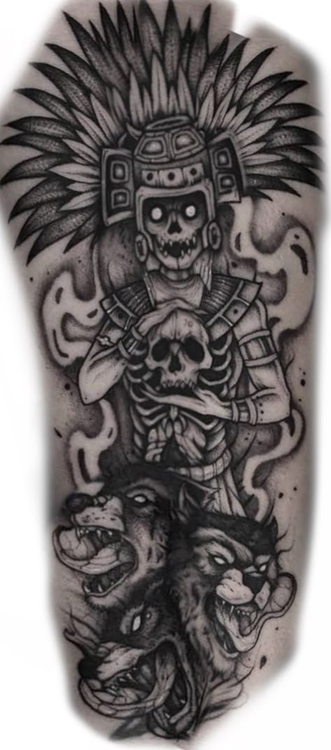 Aztec Tattoo Designs Forearm, Aztec Skeleton Tattoo, Mictecacihuatl Tattoo, Aztec God Tattoo, Aztec Warrior Tattoo Men, Azteca Tattoo Mexican, Mayan Tattoos For Women, Kukulkan Tattoo, Aztec Dragon Tattoo