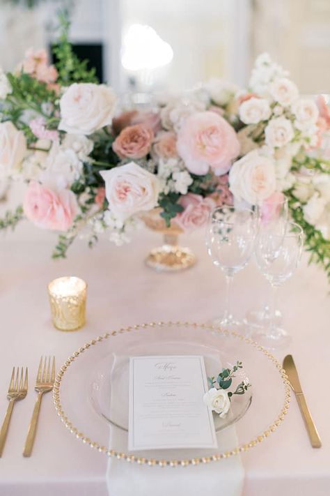 Pink Wedding Table Settings, Blush Wedding Table Setting, Blush Wedding Theme, Baby Pink Wedding, Pink And White Weddings, Light Pink Wedding, Wedding Blush, Nyc Elopement, Pink Wedding Theme