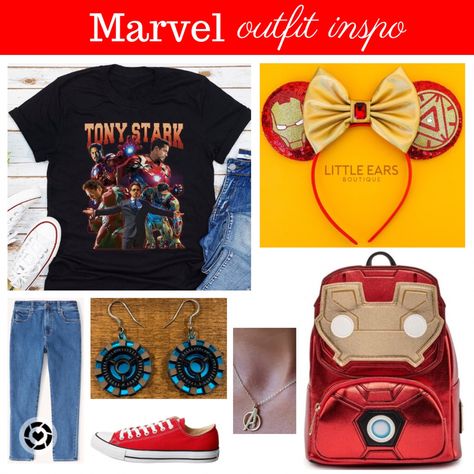 Marvel Iron Man outfit perfect for a day at the Disney Parks #disneyworld #disneyworldoutfit #disneyoutfit #disney #marvel #marveloutfit #ironman #ironmanoutfit Follow my shop @nicolewalker_02 on the @shop.LTK app to shop this post and get my exclusive app-only content! #liketkit #LTKfamily #LTKstyletip #LTKunder50 @shop.ltk https://liketk.it/41Ifs Inspired Disney Outfits, Disneyworld Outfit, Marvel Style, Iron Man Shirt, Avengers Iron Man, Man Outfit, Fandom Fashion, Man Shirt, Disney Fashion