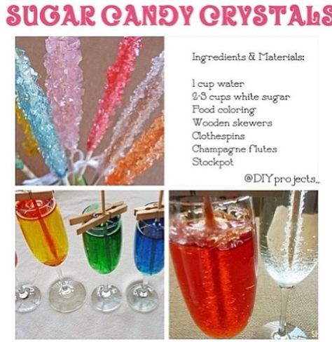 How to make sugar candy crystals Rock Candy Experiment, Rock Candy Recipe, Berry Green Smoothie, Candy Homemade, Cookie Icing Recipe, Brittle Recipes, Science Birthday, Graduation Candy, Candy Crystals