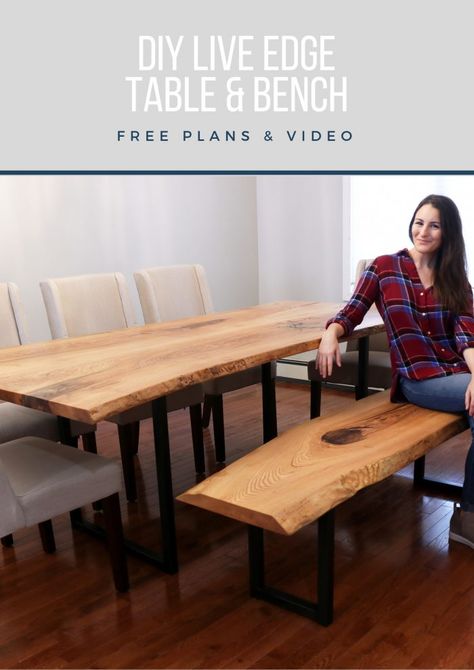 DIY Live Edge Bench With Metal Legs - DIY Huntress Diy Live Edge, Diy Huntress, Live Edge Bench, Build Projects, Woodworking Joinery, Live Edge Dining Table, Woodworking For Kids, Woodworking Table, Diy Bench