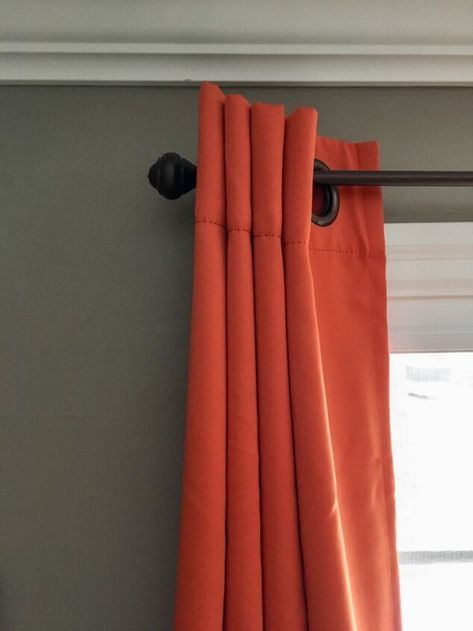 How to Make Grommet Top Curtains Look Fuller and Hang Nicely | Hometalk Grommet Curtains Bedroom, Hanging Grommet Curtains Ideas, How To Hang Grommet Curtains, Curtain Alternatives Living Room, Grommet Curtains Living Room, Drape Ideas, How To Hang Curtains, Sons Room, Diy Curtain Rods