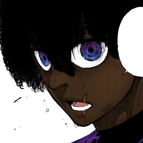 Manga: Blue Lock App: IbisPaint #anime #manga #blackedits #blasianedits #bluelockmanga Soccer Oc Anime, Blue Lock Black Character, Blue Lock Character Design, Black Blue Lock Characters, Blasian Blue Lock, Blk Anime Pfp, Blue Lock Black, Afro Anime Character, Blue Lock Oc Male