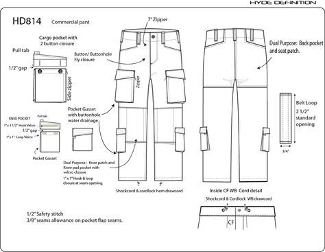 (t) Sewing pattern : Pants (DH814) Cargo Pants Pattern, Pants Template, Pants Pattern Free, Fashion Terminology, Celana Kargo, Sewing Shop, Flat Drawings, Tactical Cargo Pants, Flat Pattern