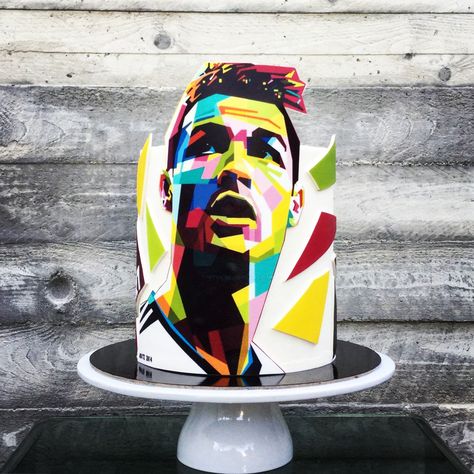 Football lovers Ronaldo fans print illustration cake Ronaldo Soccer Cake, Football Cake Ronaldo, Christiano Ronaldo Cake, Ronaldo Cake Ideas, Cr7 Cake Birthday, Pastel Cr7, Ronaldo Cake Birthdays, Ronaldo Birthday Party Ideas, Cristiano Ronaldo Cake Ideas