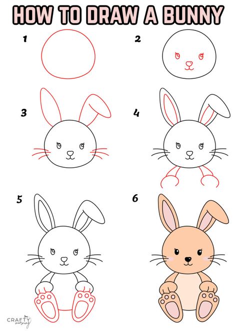 Easy Bunny Drawing (How to Draw Tutorial) - Crafty Morning Rabbit Drawing Easy, Easy Bunny Drawing, Draw A Bunny, Animated Bunny, Easter Bunny Colouring, Easter Drawings, Draw Tutorial, Crafty Morning, Rabbit Drawing