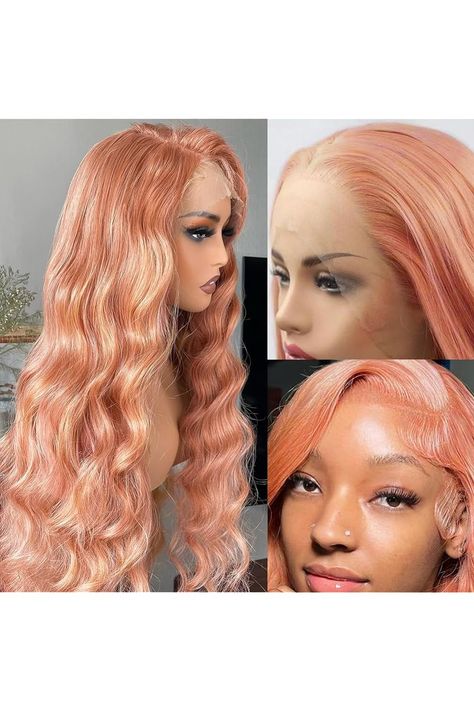 Pink Blonde Lace Front Wig Human Hair 13x4 HD Lace Rose Gold Human Hair Wigs Pre Plucked Peachy Blonde Colored Wig Human Hair For Women 150% Density Strawberry Blonde Body Wave Lace Front Wig 20 Inch Peachy Blonde, Rose Blonde, Blonde Body Wave, Body Wave Lace Front Wig, Pink Blonde, Wave Lace Front Wig, Gold Blonde, Hair For Women, Blonde Lace Front Wigs