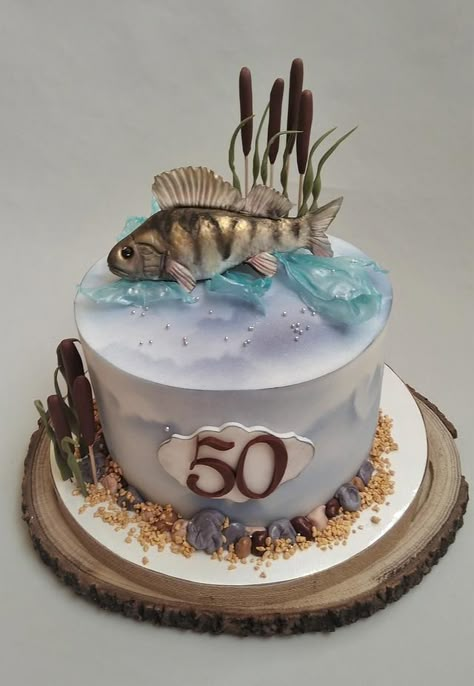 Angler Torte, Ant Cake, Fishing Theme Cake, Fishing Cakes, Hunting Birthday Cakes, Fisherman Cake, Fish Cake Birthday, Fishing Cake, Cake Designs For Boy