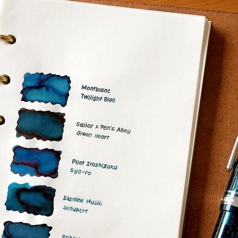 Ink Swatches, Shooting Stars, Blue Ink, Fountain Pen, Travel Journal, Pen And Ink, Color Palette, Pen, Illustration Art